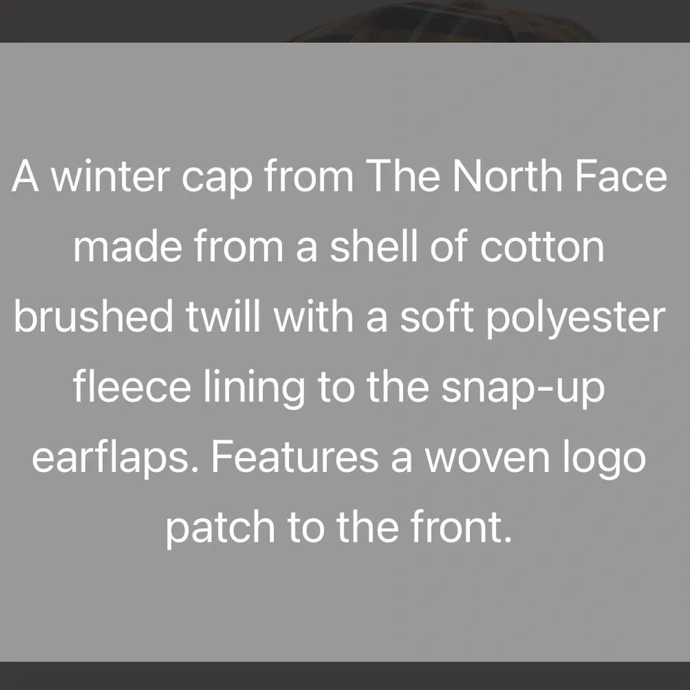 North Face Campshire Earflap Hat in a plaid pattern